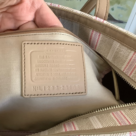 Coach Beige and Pink Striped Tote - Picture 4 of 5